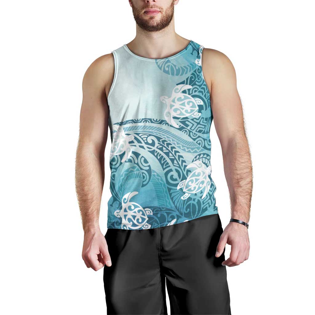 Polynesia Turtle Men Tank Top Watercolor Abstract Style LT7 - Polynesian Pride