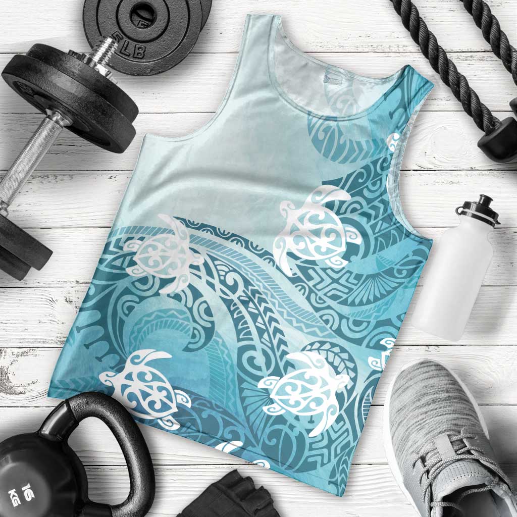 Polynesia Turtle Men Tank Top Watercolor Abstract Style LT7 - Polynesian Pride