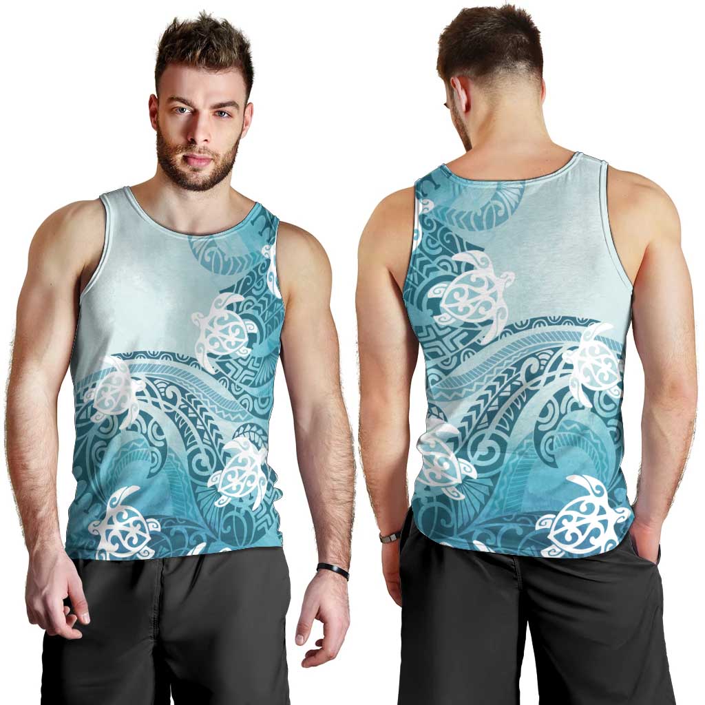 Polynesia Turtle Men Tank Top Watercolor Abstract Style LT7 - Polynesian Pride