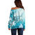 Polynesia Turtle Off Shoulder Sweater Watercolor Abstract Style