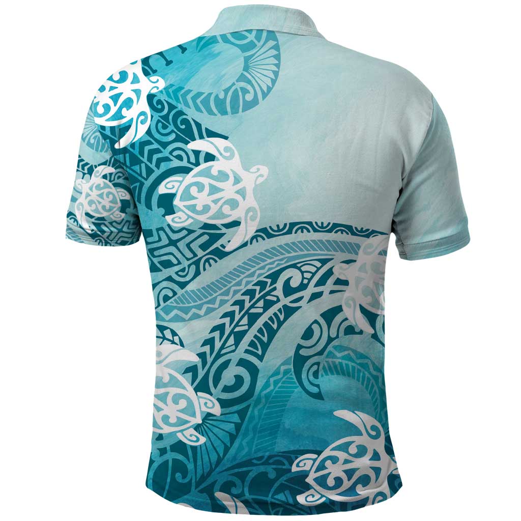 Polynesia Turtle Polo Shirt Watercolor Abstract Style