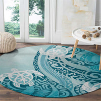 Polynesia Turtle Round Carpet Watercolor Abstract Style