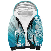 Polynesia Turtle Sherpa Hoodie Watercolor Abstract Style LT7 Unisex Blue - Polynesian Pride