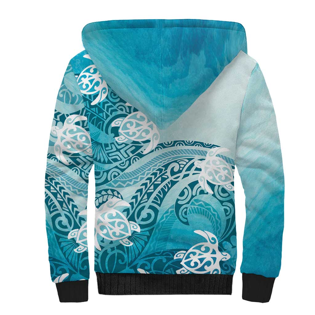 Polynesia Turtle Sherpa Hoodie Watercolor Abstract Style LT7 - Polynesian Pride