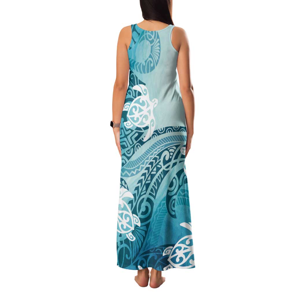 Polynesia Turtle Tank Maxi Dress Watercolor Abstract Style LT7 - Polynesian Pride