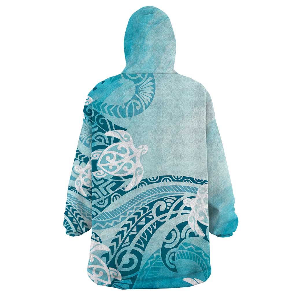 Polynesia Turtle Wearable Blanket Hoodie Watercolor Abstract Style LT7 - Polynesian Pride
