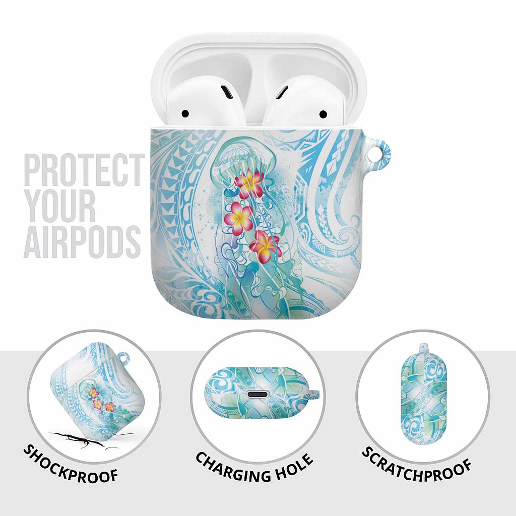 Sea Blue Polynesian Jellyfish AirPods Case Watercolor Glows LT7 - Polynesian Pride