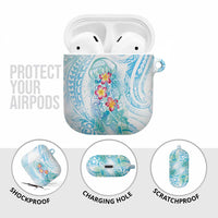 Sea Blue Polynesian Jellyfish AirPods Case Watercolor Glows LT7 - Polynesian Pride