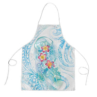 Sea Blue Polynesian Jellyfish Apron Watercolor Glows LT7 Light Blue - Polynesian Pride
