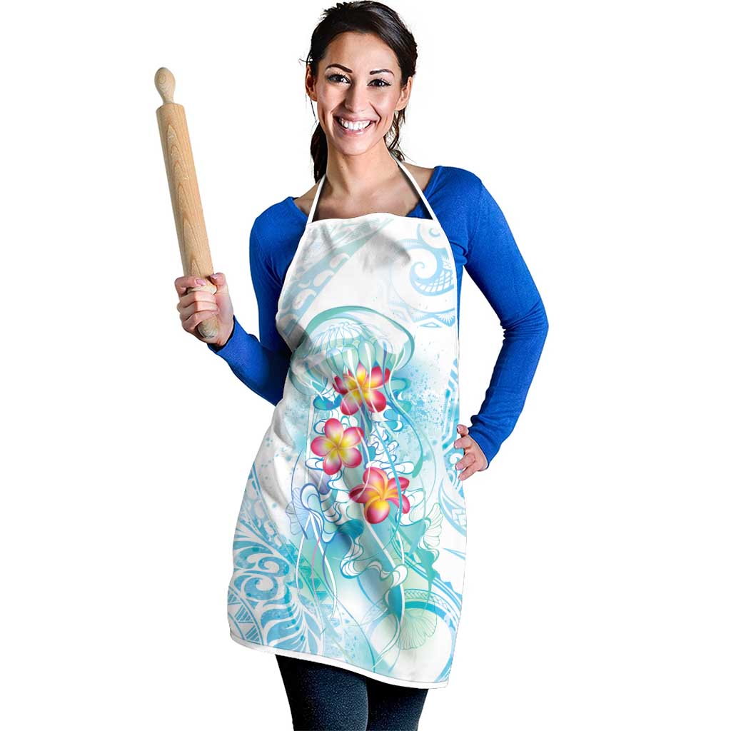 Sea Blue Polynesian Jellyfish Apron Watercolor Glows LT7 - Polynesian Pride