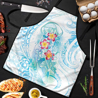 Sea Blue Polynesian Jellyfish Apron Watercolor Glows LT7 Light Blue - Polynesian Pride