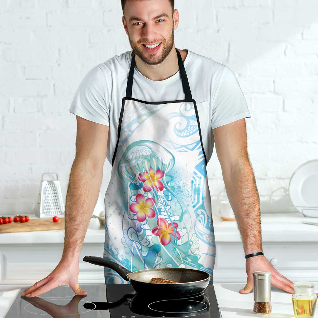 Sea Blue Polynesian Jellyfish Apron Watercolor Glows LT7 - Polynesian Pride