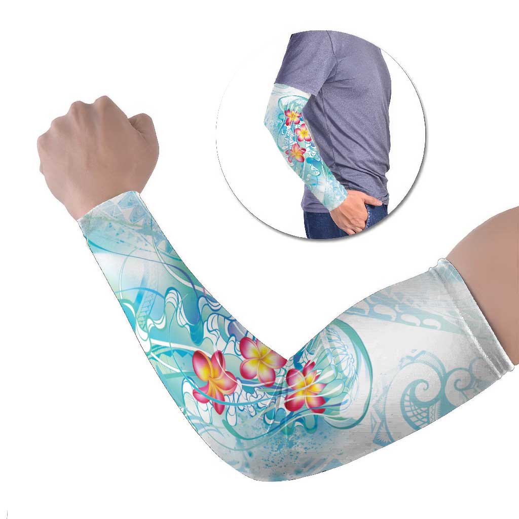 Sea Blue Polynesian Jellyfish Arm Sleeves Watercolor Glows - Polynesian Pride
