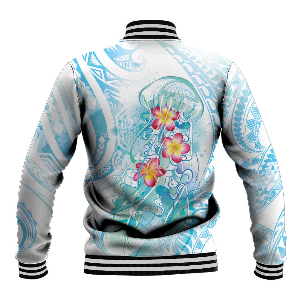 Sea Blue Polynesian Jellyfish Baseball Jacket Watercolor Glows LT7 - Polynesian Pride