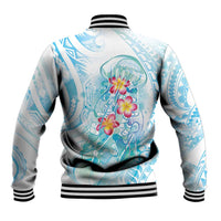 Sea Blue Polynesian Jellyfish Baseball Jacket Watercolor Glows LT7 - Polynesian Pride