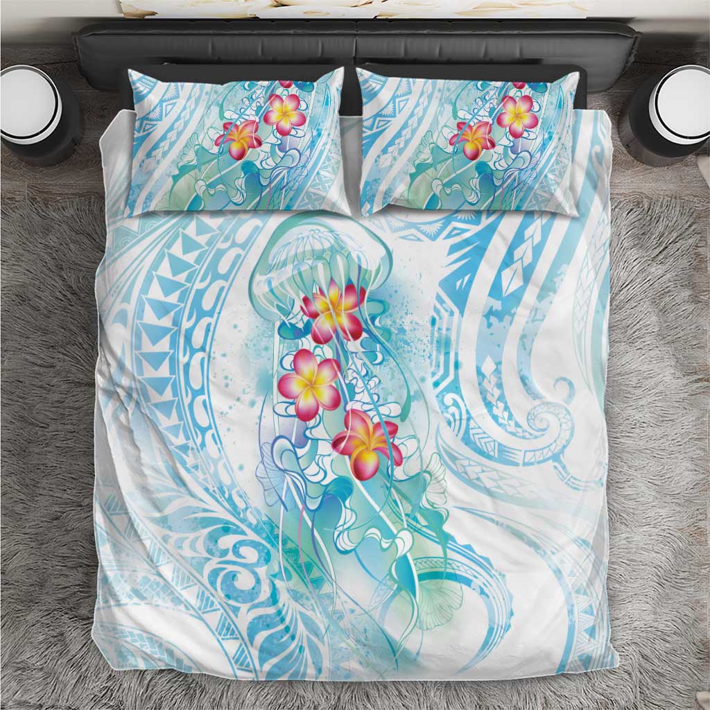 Sea Blue Polynesian Jellyfish Bedding Set Watercolor Glows - Polynesian Pride