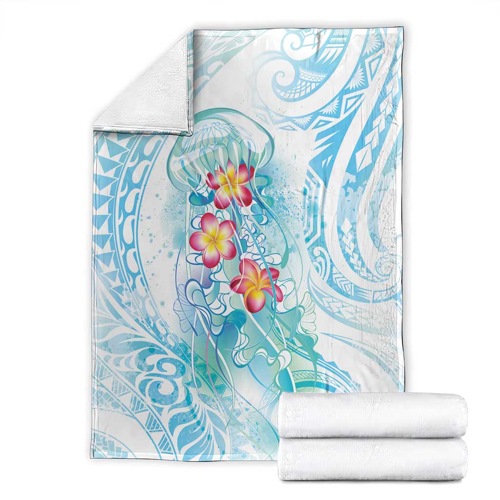 Sea Blue Polynesian Jellyfish Blanket Watercolor Glows - Polynesian Pride
