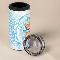 Sea Blue Polynesian Jellyfish 4 in 1 Can Cooler Tumbler Watercolor Glows LT7 - Polynesian Pride