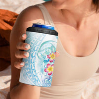 Sea Blue Polynesian Jellyfish 4 in 1 Can Cooler Tumbler Watercolor Glows LT7 - Polynesian Pride
