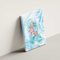 Sea Blue Polynesian Jellyfish Canvas Wall Art Watercolor Glows - Polynesian Pride