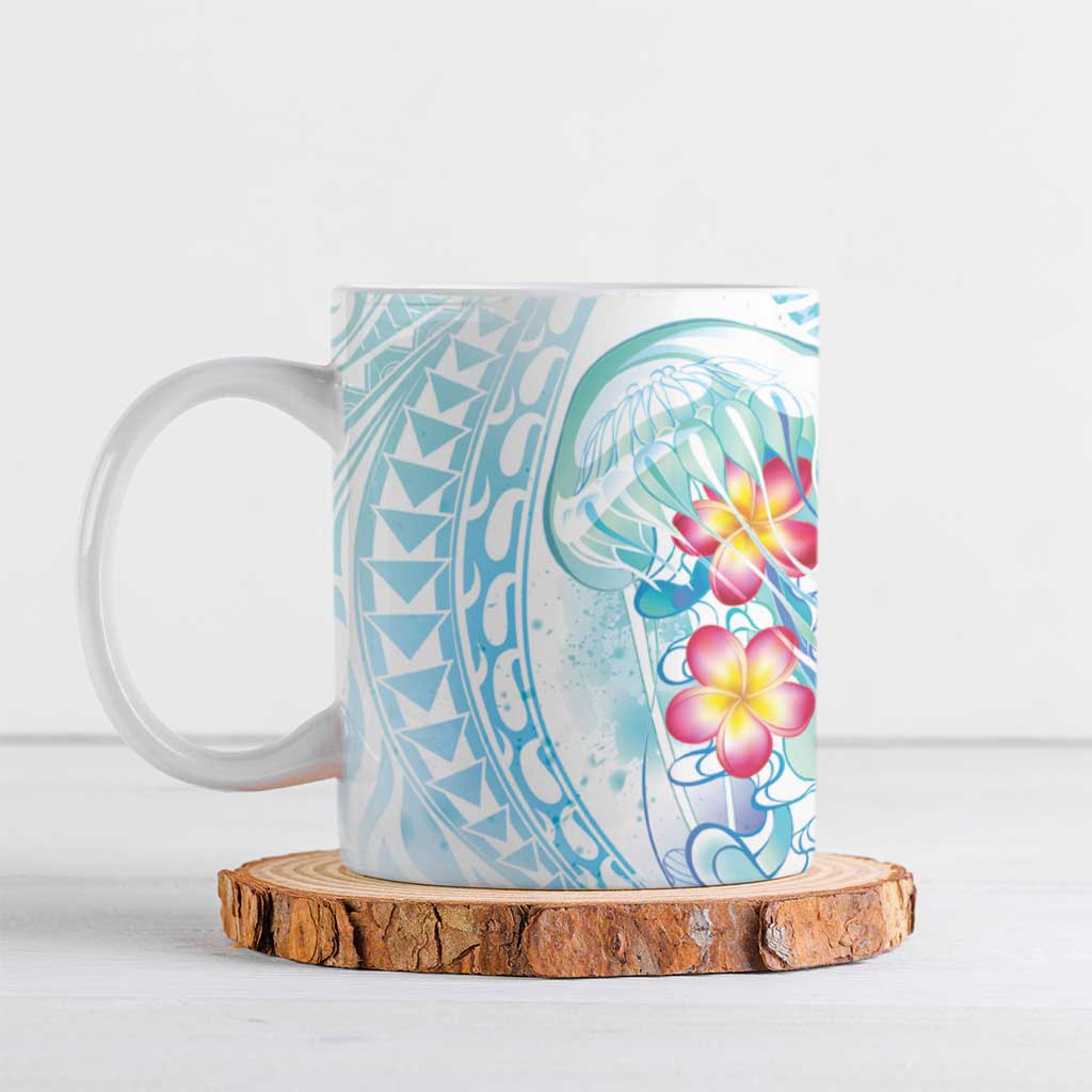 Sea Blue Polynesian Jellyfish Ceramic Mug Watercolor Glows LT7 Light Blue - Polynesian Pride