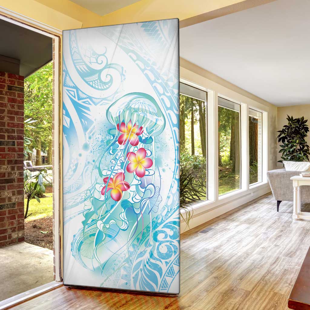 Sea Blue Polynesian Jellyfish Door Cover Watercolor Glows LT7 - Polynesian Pride
