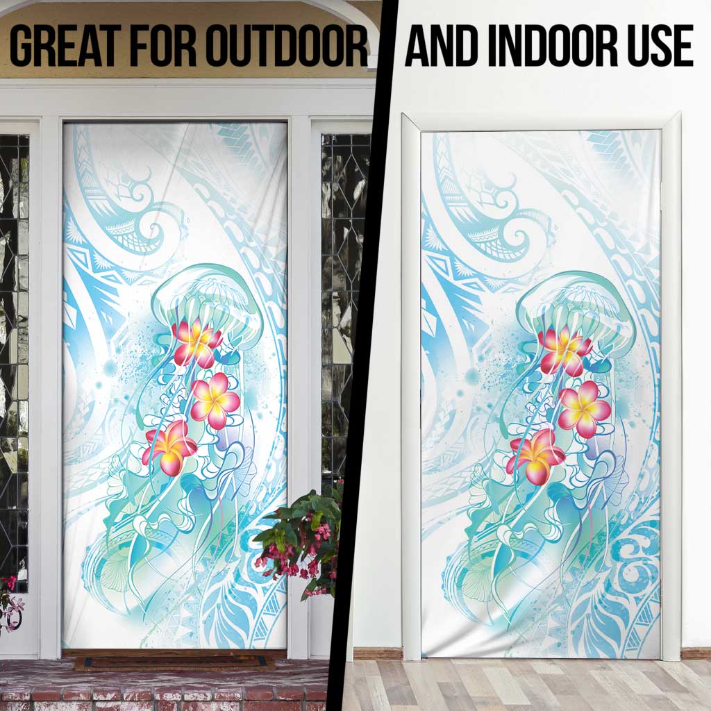 Sea Blue Polynesian Jellyfish Door Cover Watercolor Glows LT7 - Polynesian Pride