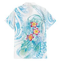 Sea Blue Polynesian Jellyfish Family Matching Summer Maxi Dress and Hawaiian Shirt Watercolor Glows - Polynesian Pride