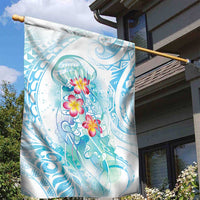 Sea Blue Polynesian Jellyfish Garden Flag Watercolor Glows - Polynesian Pride