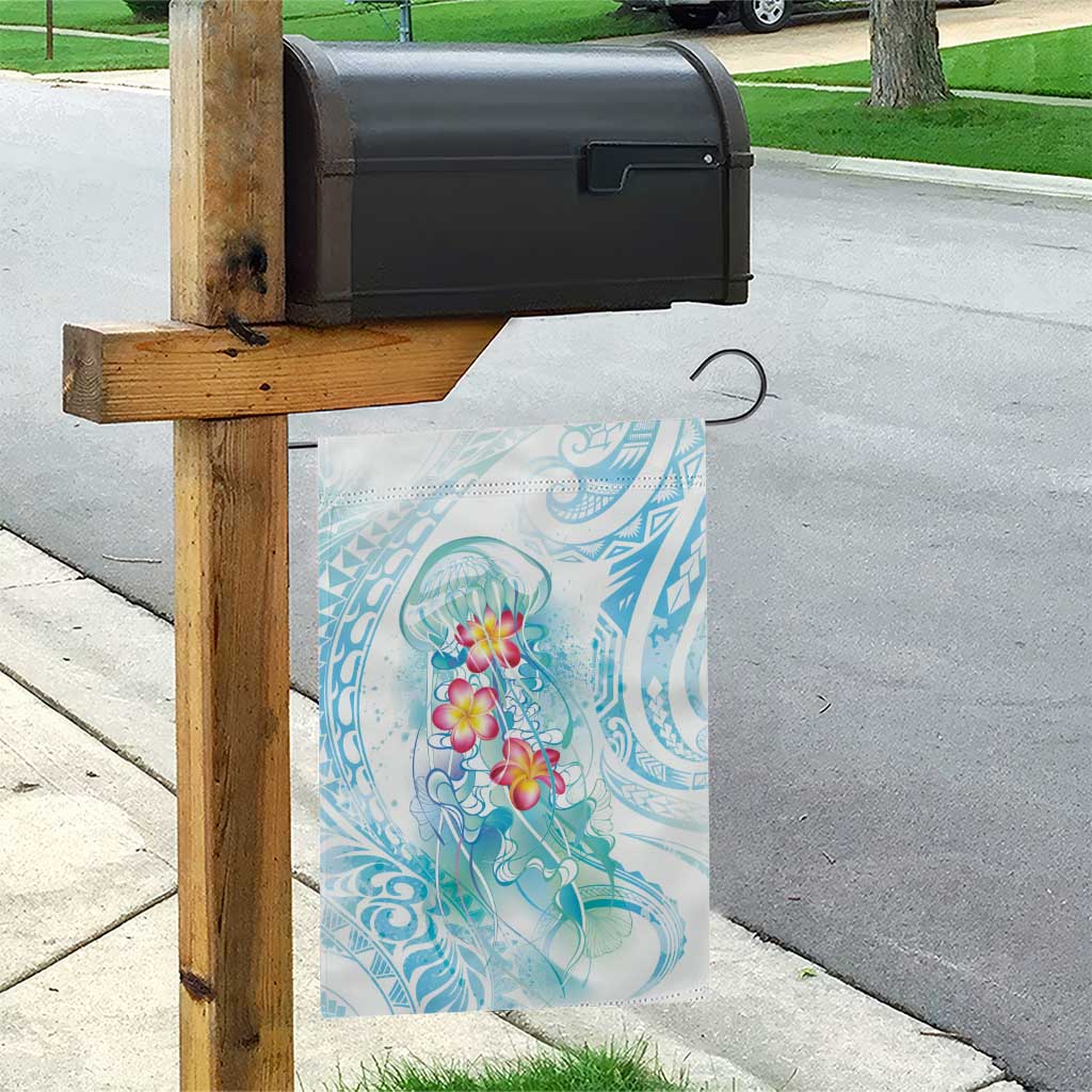 Sea Blue Polynesian Jellyfish Garden Flag Watercolor Glows - Polynesian Pride