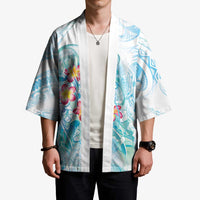 Sea Blue Polynesian Jellyfish Kimono Watercolor Glows LT7 - Polynesian Pride