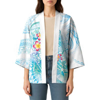 Sea Blue Polynesian Jellyfish Kimono Watercolor Glows LT7 - Polynesian Pride
