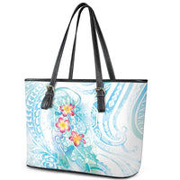 Sea Blue Polynesian Jellyfish Leather Tote Bag Watercolor Glows - Polynesian Pride