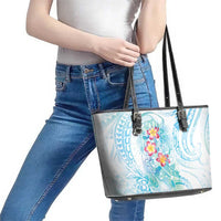 Sea Blue Polynesian Jellyfish Leather Tote Bag Watercolor Glows - Polynesian Pride