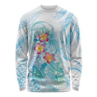 Sea Blue Polynesian Jellyfish Long Sleeve Shirt Watercolor Glows LT7 Unisex Light Blue - Polynesian Pride