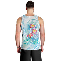 Sea Blue Polynesian Jellyfish Men Tank Top Watercolor Glows LT7 - Polynesian Pride