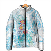 Sea Blue Polynesian Jellyfish Padded Jacket Watercolor Glows LT7 - Polynesian Pride