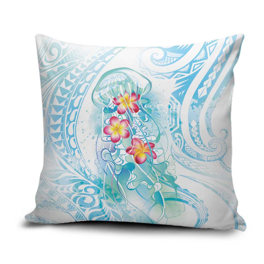 Sea Blue Polynesian Jellyfish Pillow Cover Watercolor Glows - Polynesian Pride