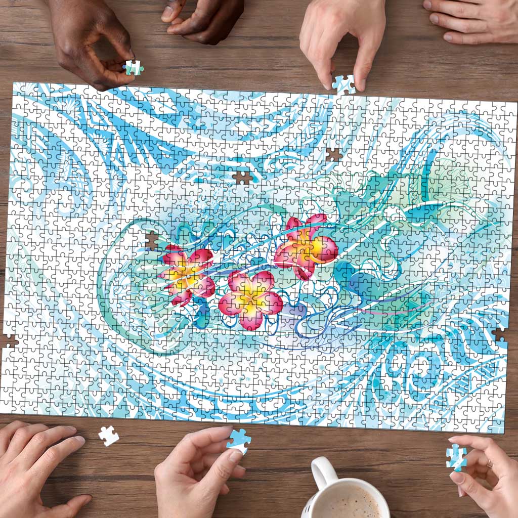 Sea Blue Polynesian Jellyfish Puzzle Watercolor Glows LT7 - Polynesian Pride