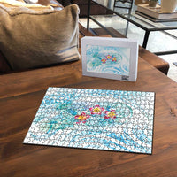 Sea Blue Polynesian Jellyfish Puzzle Watercolor Glows LT7 - Polynesian Pride