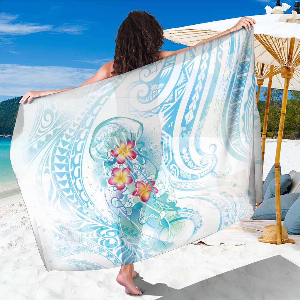 Sea Blue Polynesian Jellyfish Sarong Watercolor Glows - Polynesian Pride