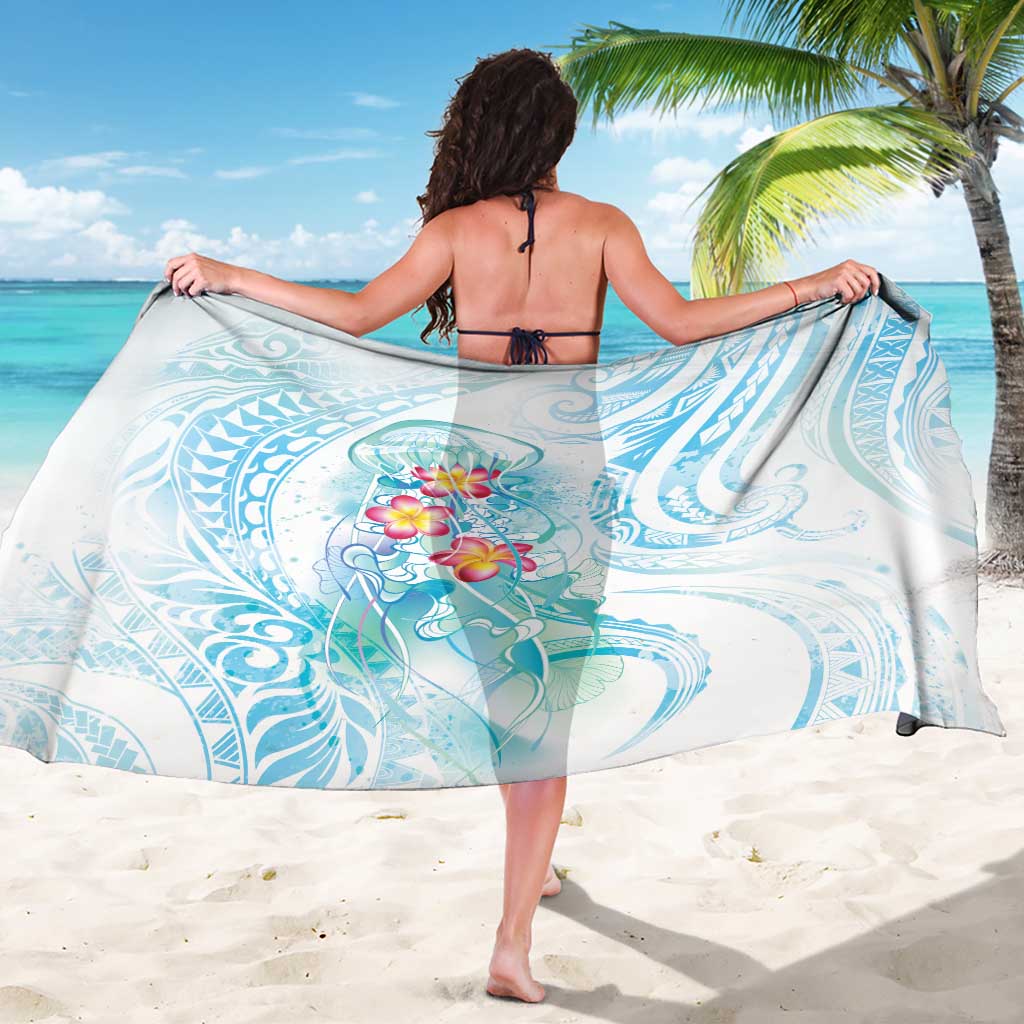 Sea Blue Polynesian Jellyfish Sarong Watercolor Glows - Polynesian Pride