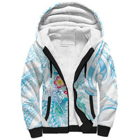Sea Blue Polynesian Jellyfish Sherpa Hoodie Watercolor Glows LT7 Unisex Light Blue - Polynesian Pride