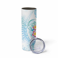 Sea Blue Polynesian Jellyfish Skinny Tumbler Watercolor Glows - Polynesian Pride
