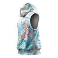 Sea Blue Polynesian Jellyfish Sleeveless Hoodie Watercolor Glows LT7 - Polynesian Pride