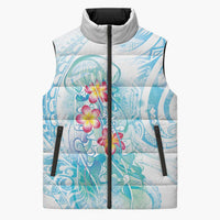 Sea Blue Polynesian Jellyfish Sleeveless Puffer Jacket Watercolor Glows LT7 Unisex Light Blue - Polynesian Pride
