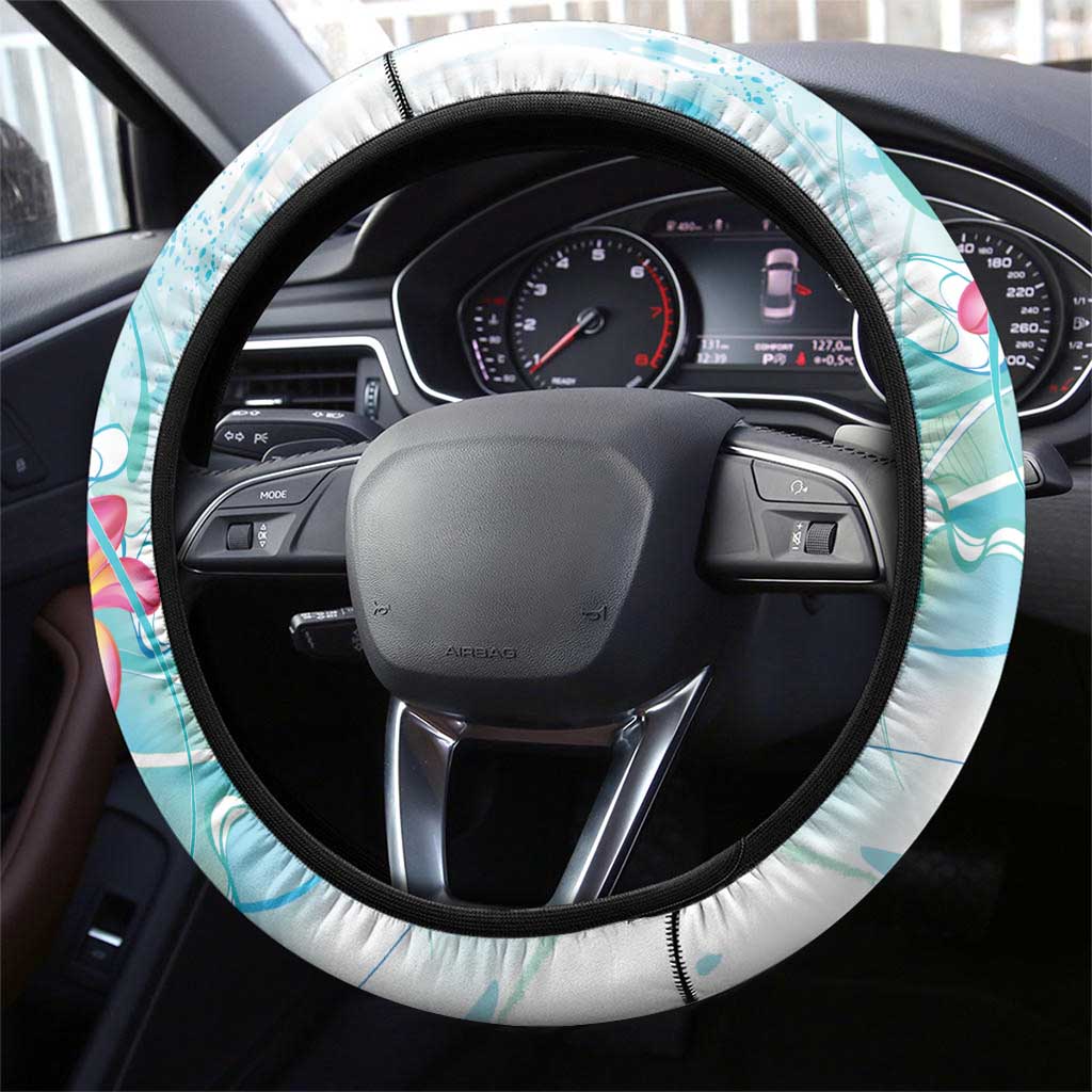 Sea Blue Polynesian Jellyfish Steering Wheel Cover Watercolor Glows LT7 - Polynesian Pride