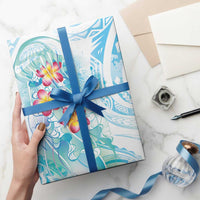 Sea Blue Polynesian Jellyfish Wrapping Paper Watercolor Glows LT7 - Polynesian Pride
