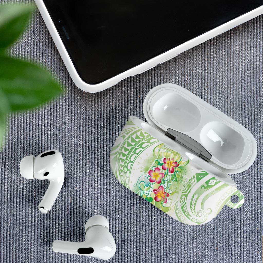 Summer Green Polynesian Jellyfish AirPods Case Watercolor Glows LT7 - Polynesian Pride