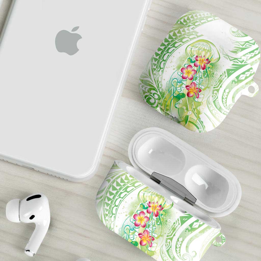 Summer Green Polynesian Jellyfish AirPods Case Watercolor Glows LT7 - Polynesian Pride
